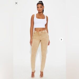 Fashion Nova tan low rise Skinny jeans